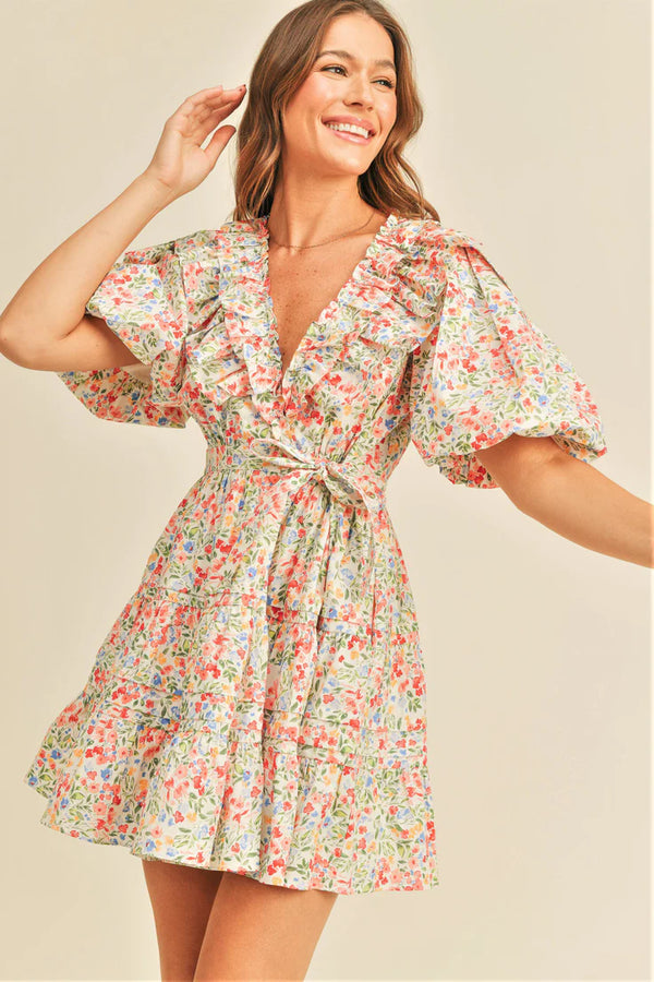reset by jane pink floral wrap dress