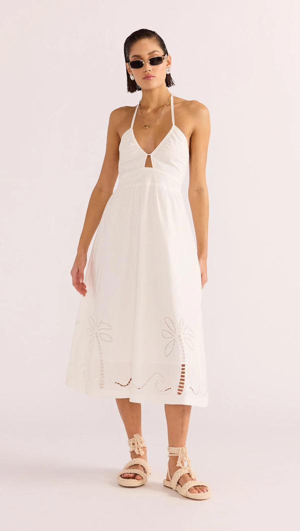 mink pink Romina broderie midi Dress white