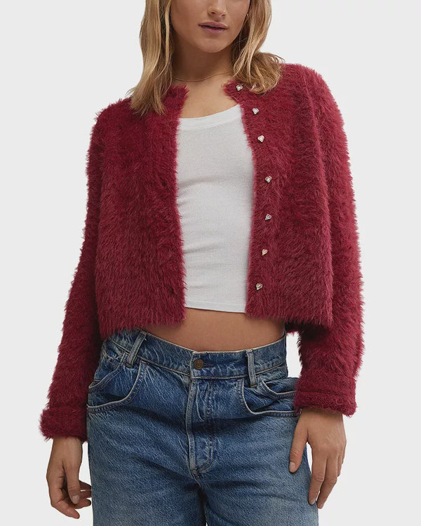 Free People Celeste Cardigan Aged Red