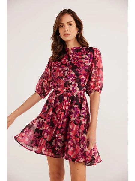 mink pink savannah mini dress painterly blooms