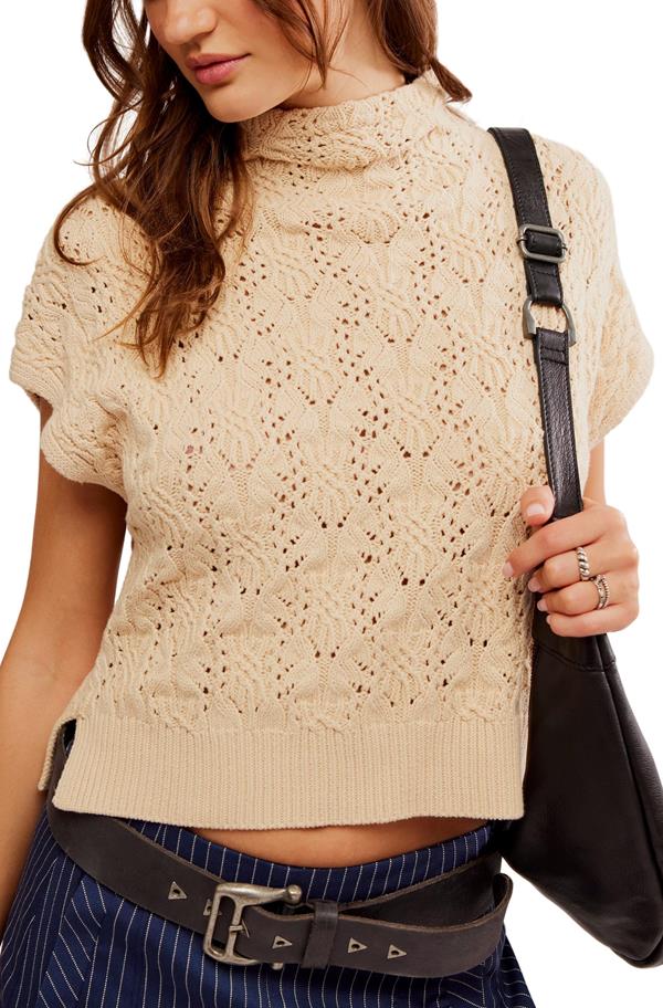 free people vickie mock sweater macadamia