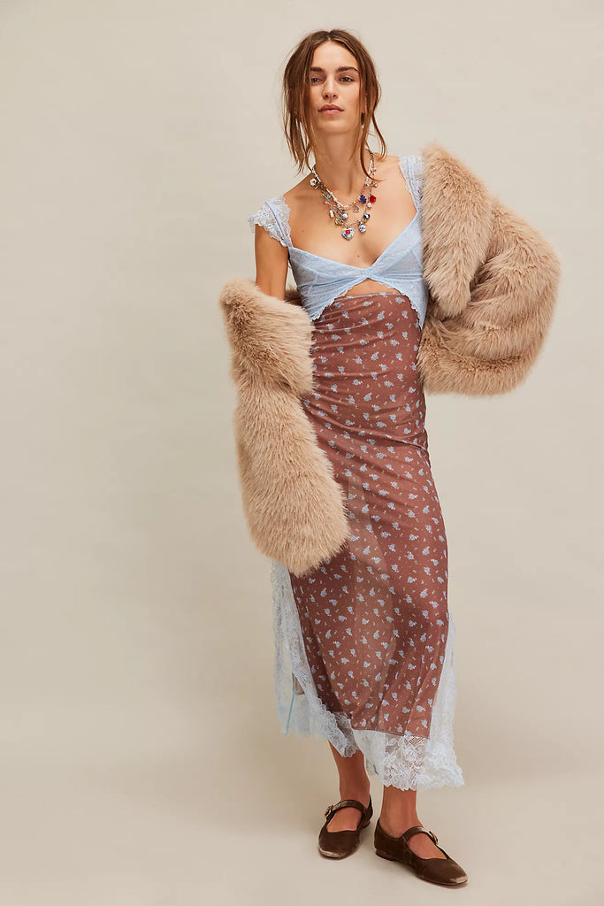 free people suddenly fine maxi slip dress cafe combo