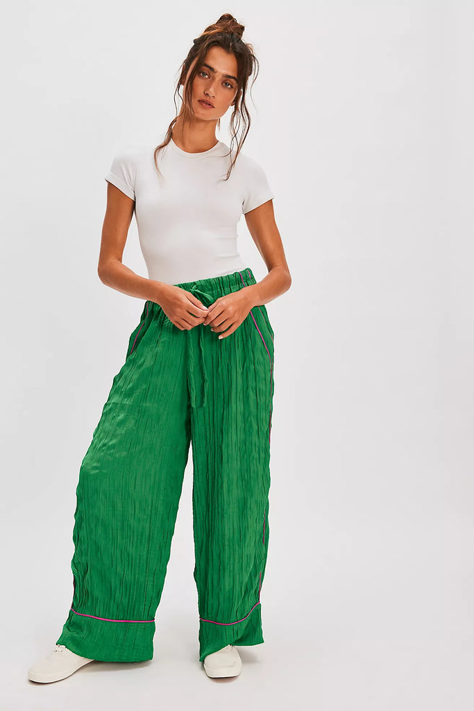 free people all out satin pants rolling hills green