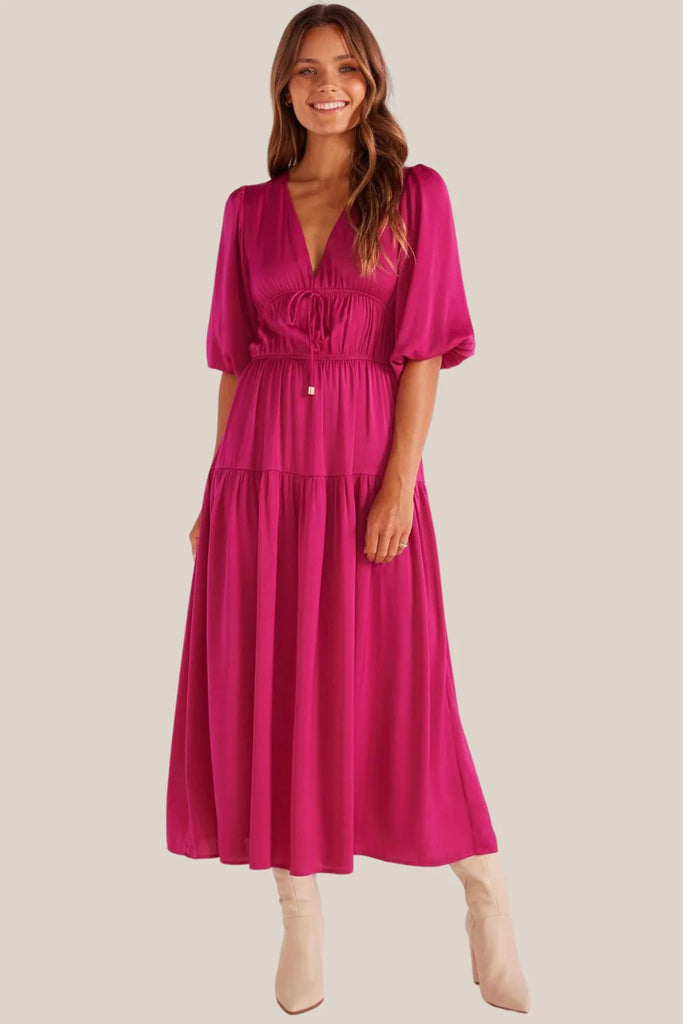 mink pink Safira midi dress berry 