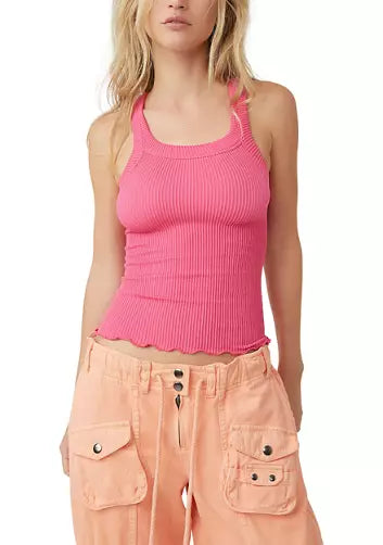 free people ribbed seamless tank top raspberry