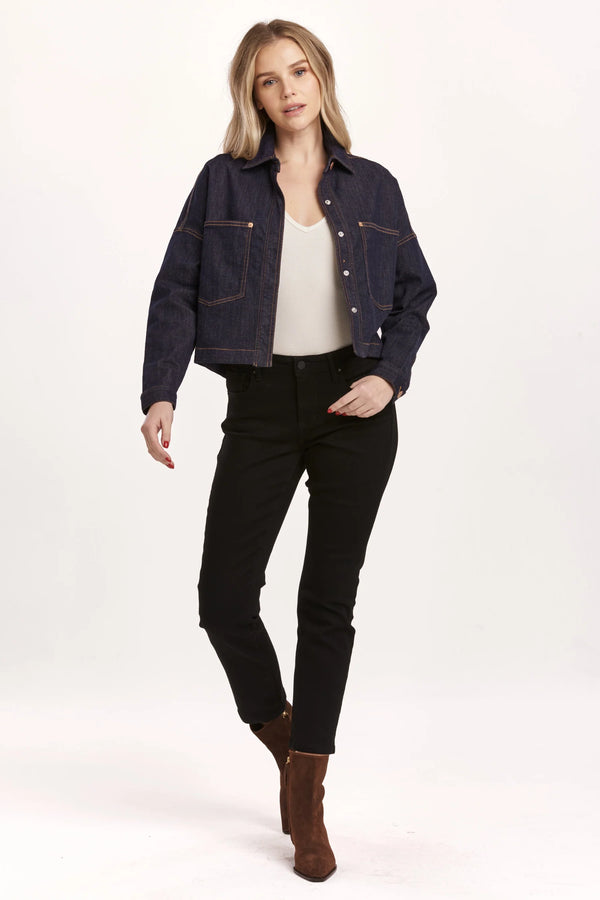 dear John gina cropped denim shirt jacket dark denim