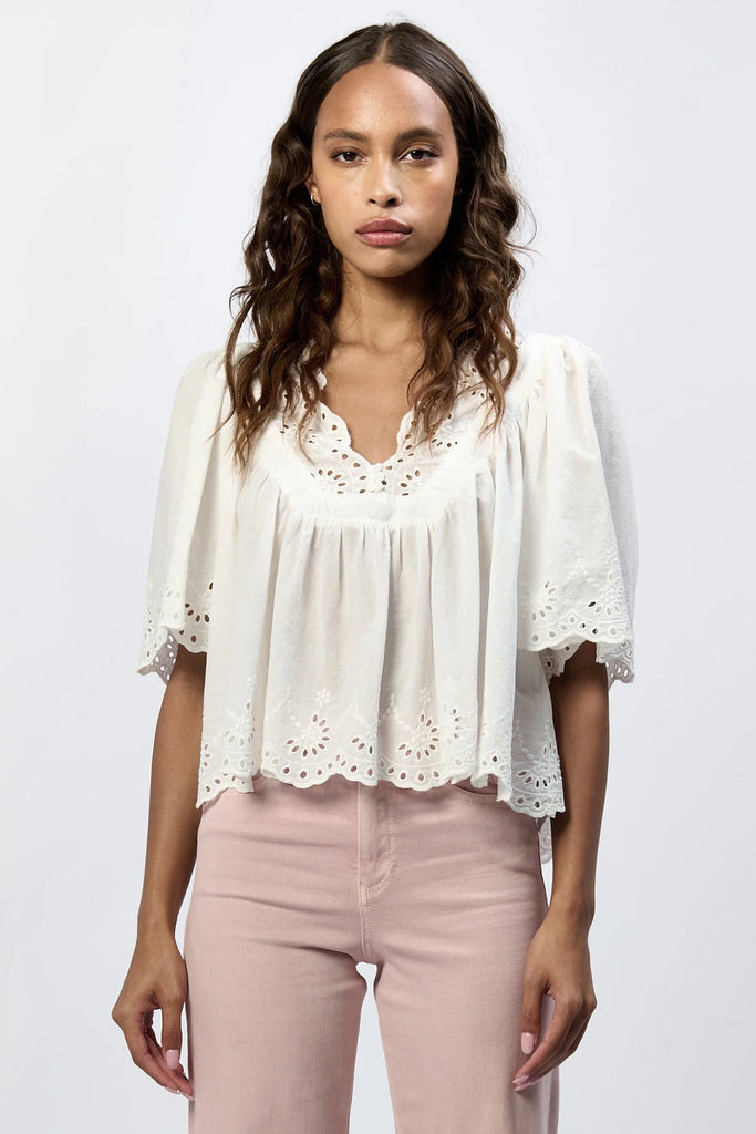 dear John Lania short sleeve relaxed fit top white