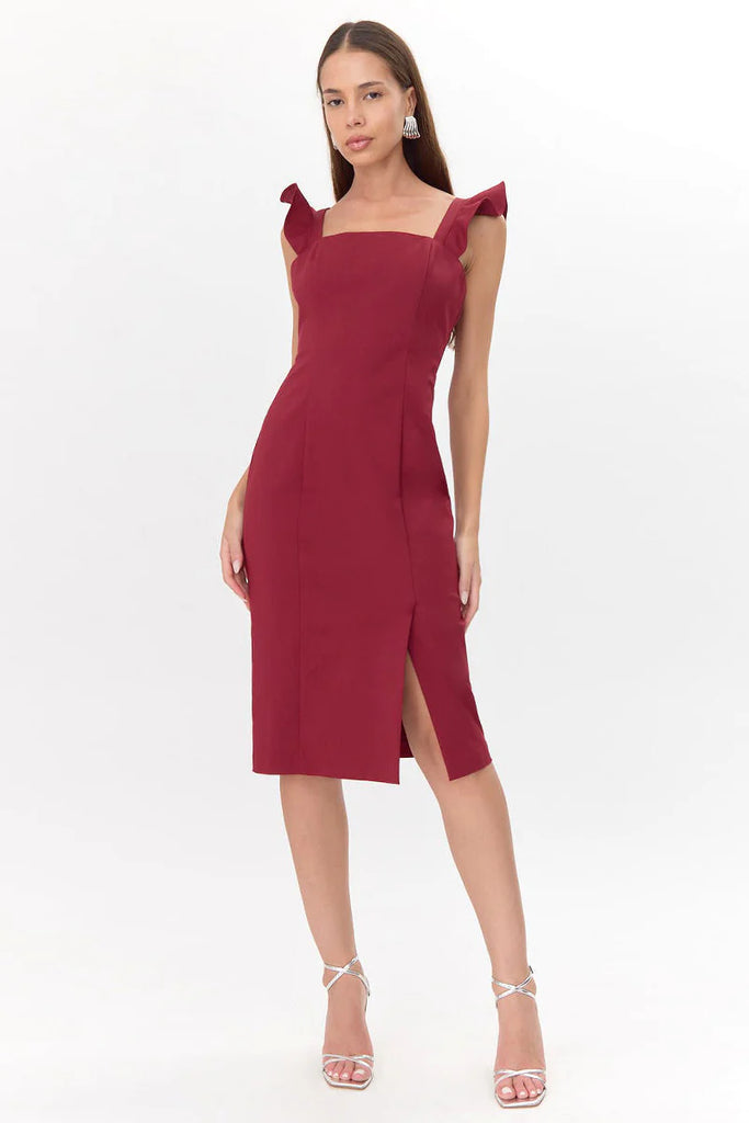 Adelyn Rae donatela midi dress red wine