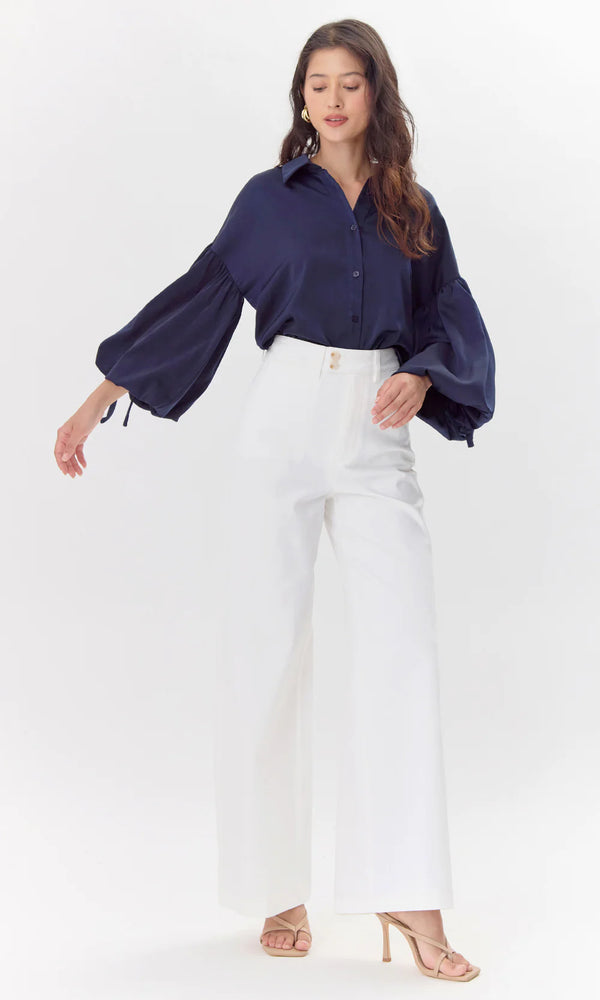 Greylin jennsen cotton canvas wide leg white pants