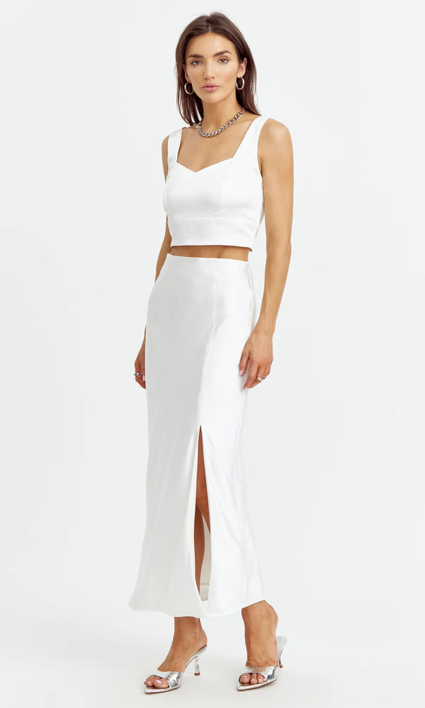 greylin Hayek slit maxi skirt white