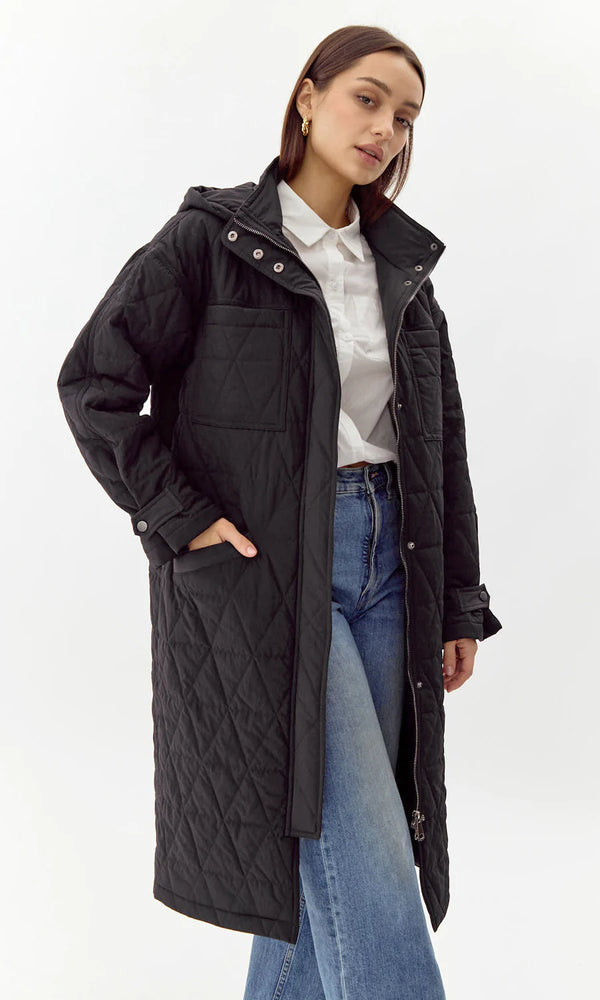 greylin Sammy quilted hooded jacket black