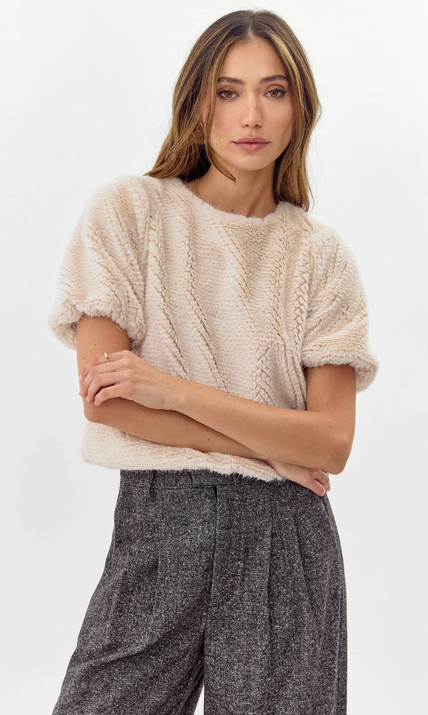 greylin Isla faux fur cozy top ivory