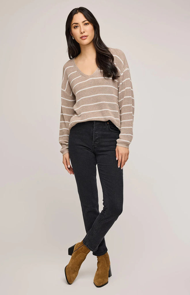 Gentle Fawn Tucker Pullover Sweater Heather Cashew Stripe