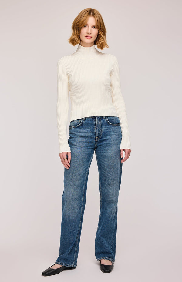 gentle fawn Arlen ribbed knit top cream