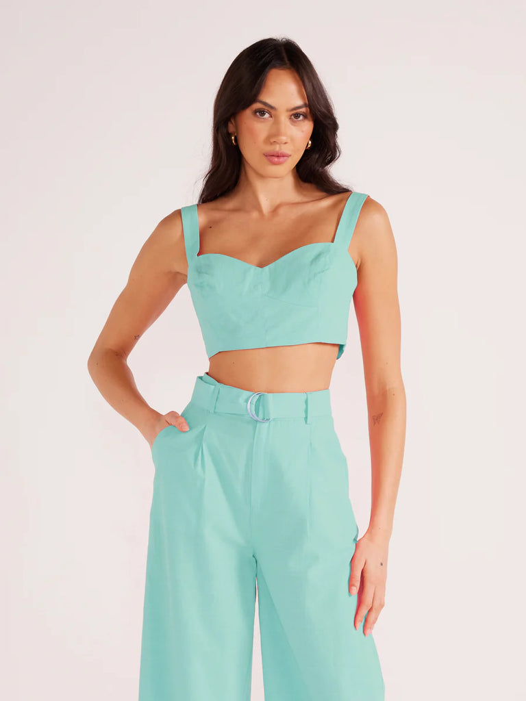 mink pink Lois bustier crop top mint