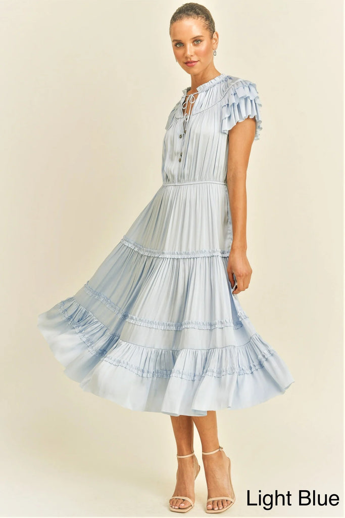 reset by Jane s/s ruffle midi dress light blue