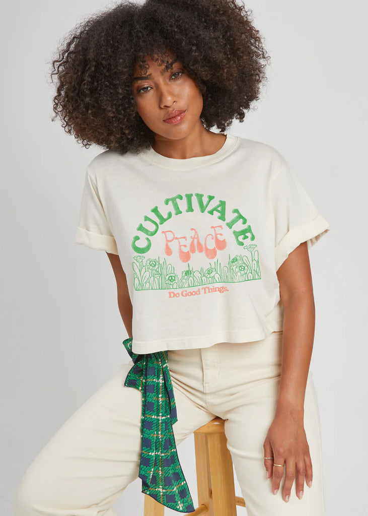 girl dangerous cultivate peace tee off white