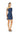 Line and Dot Off Shoulder Dress-Blue