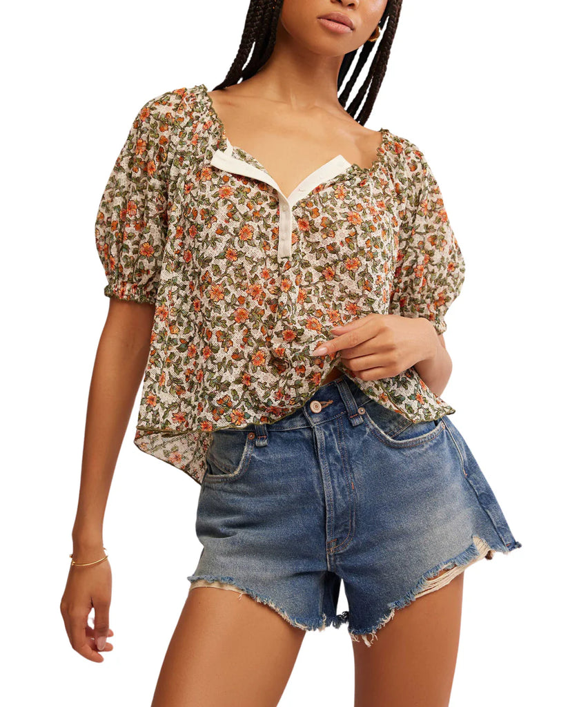 Free People Astra Peasant Top Daisy Combo