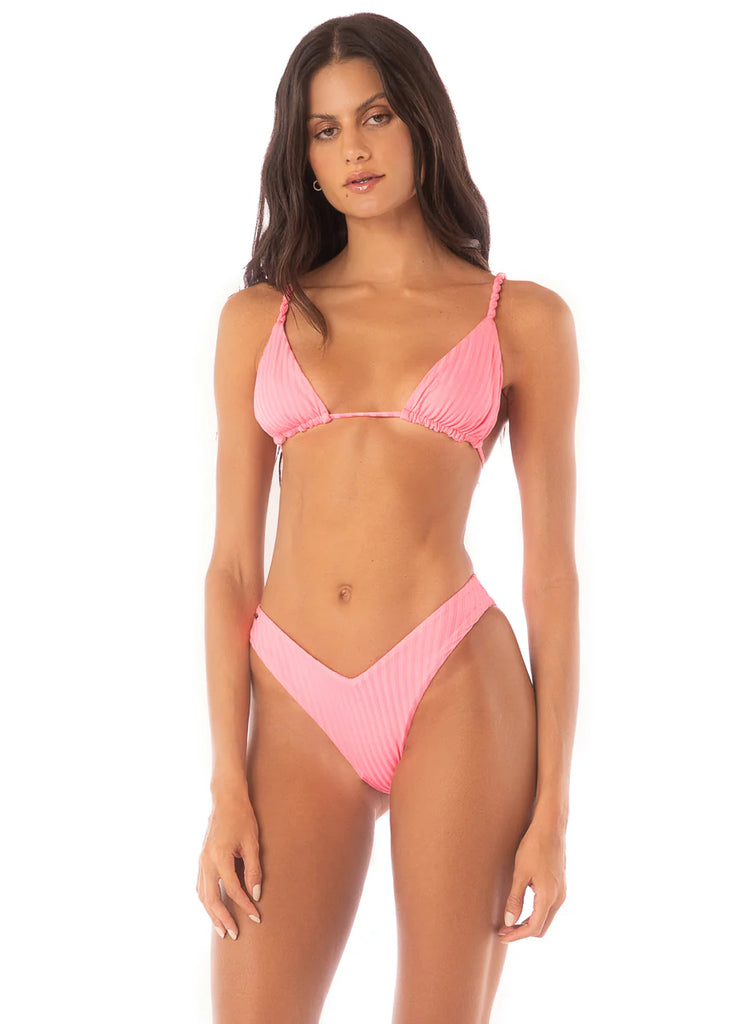 maaji taffy pink upbraid sliding triangle bikini top