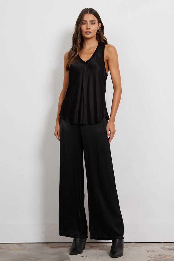 la made cali chill silky wide leg pant black