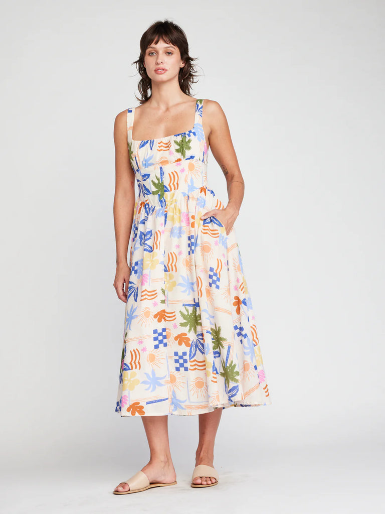 Self Contrast Shea Midi Sun Dress Beach