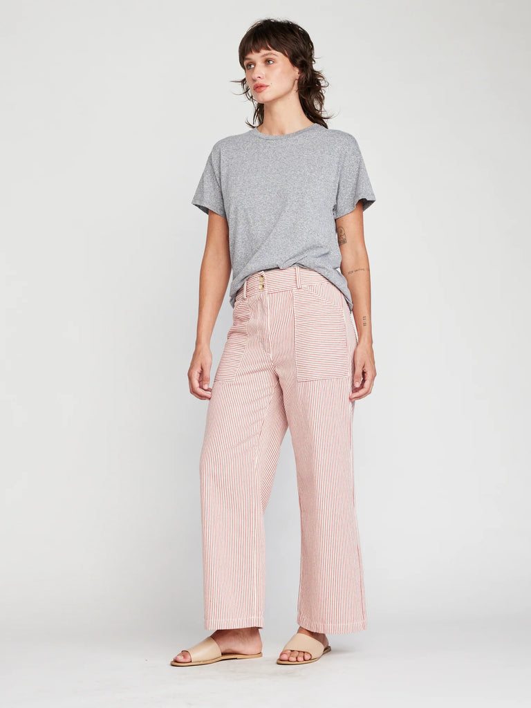 Self Contrast Aria Hi-waist Pants Red Stripe