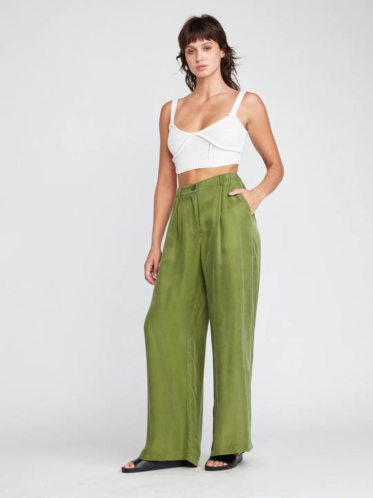 Self Contrast Caroline Pants Kelp