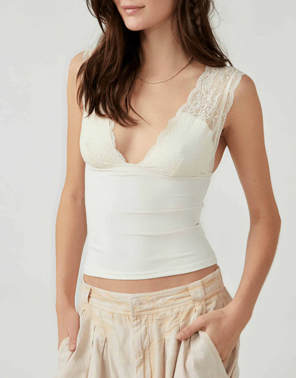 Free People Power Play Cami Ecru