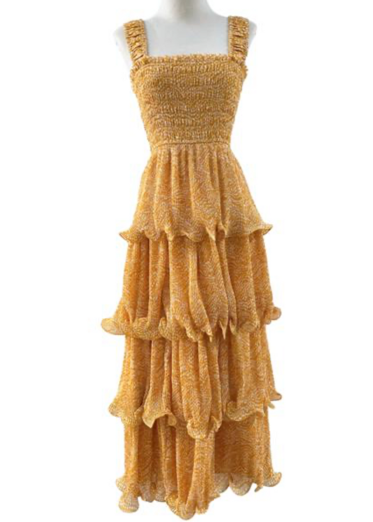 reset by Jane smocked maxi dress yellow combo