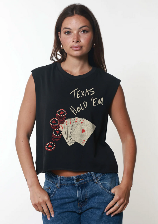 girl dangerous Texas hold em black boxing tee