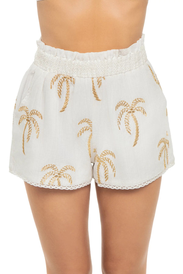 Surf Gypsy Golden Palm Shorts Off White