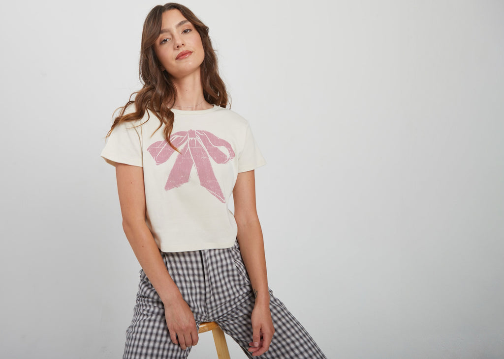 girl dangerous pink bow tee