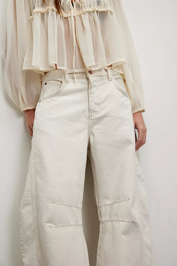 Free People Good Luck MidRise Barrel-Milk