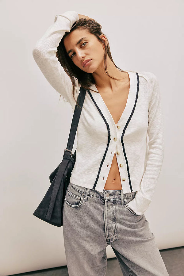 Free People Tipton Cardigan Ivory Combo