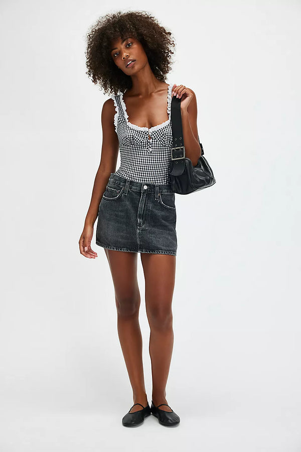 Free People Cassie Bodysuit Black Gingham