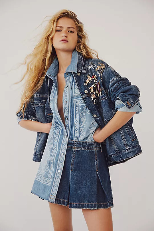 Free People Opal Swing Denim Jacket Got The Blues