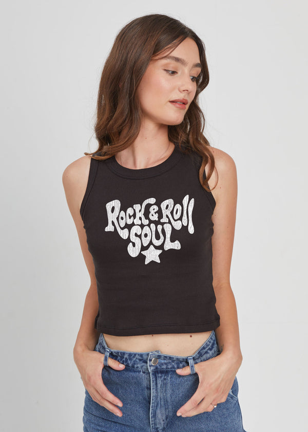 Girl Dangerous Rock and Roll Soul Tank Black