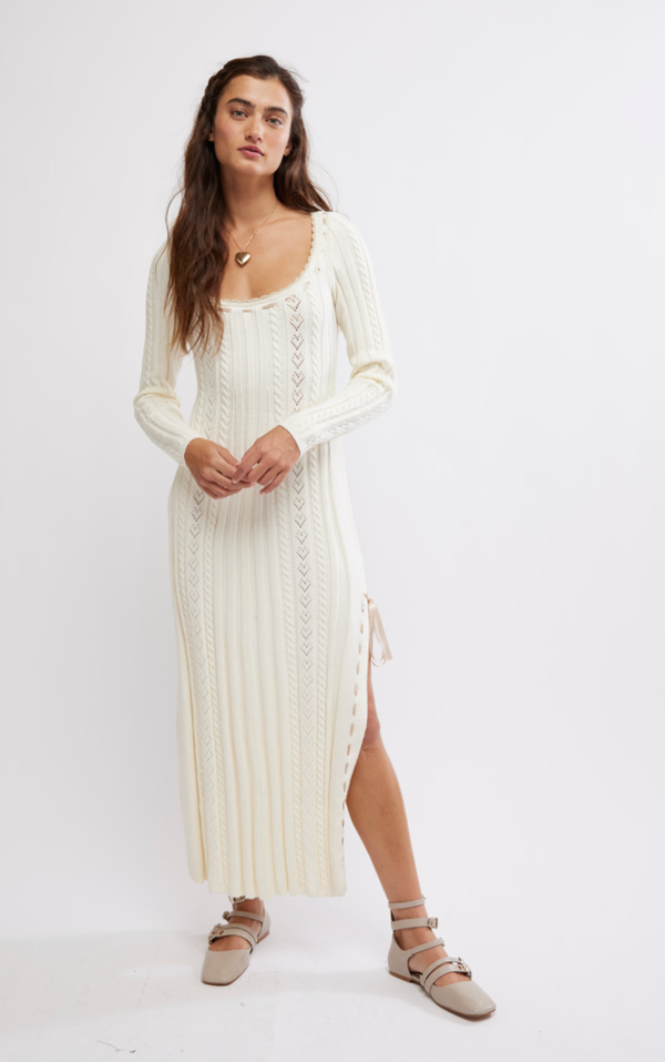 Free People Heart of Gold Midi Sweater Dress 