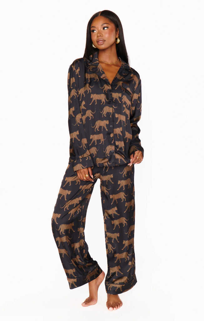 show me your mumu classic pj set black catwalk silky