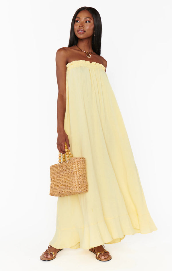 show me your mumu around the world maxi dress yellow gauze