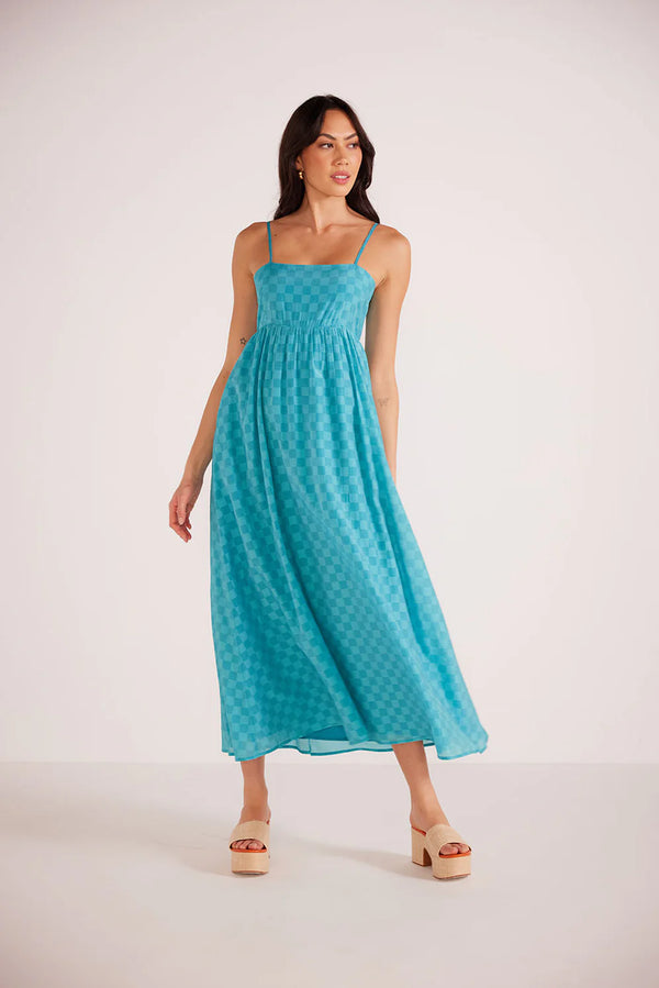 mink pink Lucille strappy maxi dress teal